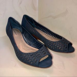 Giani Bernini Solina cutout Wedge Navy Blue Sz 8 M